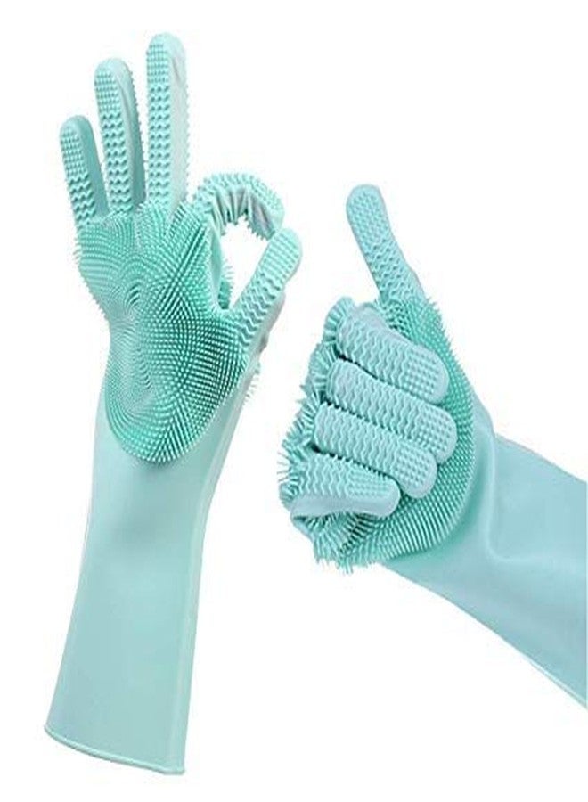 توب هافين قفازات تنظيف سيليكون من توبهافن، لغسل الأطباق، وتنظيف المطبخ، وتنظيف الحمام، وتنظيف السيارة، والعناية بالحيوانات الأليفة، وغسل الأواني للنساء والرجال، قفازات تنظيف متعددة الأغراض قابلة لإعادة الاستخدام (متعددة الألوان، عبوة من قطعتين) - Image 2